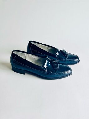 Men’s Brassboot Black Leather Tassels Classic Loafers size 7.5